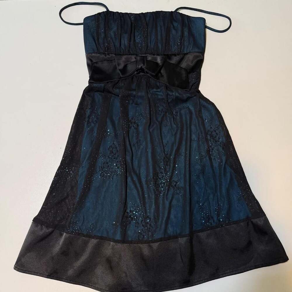 Taboo Vintage Y2K Blue and Black Slip Dress